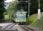 tpc / BVB - Nachschuss des Triebwagen Beh 4/8 92 beim verlassen der Haltestelle von Fontannat-Seulaz am 27.07.2014