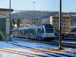 tpf - Triebwagen Be 2/4 106 mit Zwischenwagen B 106 und Endtriebwagen ABe 2/4 106 im Bahnhofsareal von Bulle abgestellt am 07.12.2017