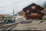 GFM Historique Ce 4/4 131 auf Extrafahrt am 3. November 2018 im Bahnhof Broc-Fabrique.