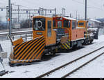 tpf 1000 mm - Schneeräumungszug mit dem X 1004 + Tmf 2/2 17 und X 1003 im Bahnhof von Palézieux am 13.02.2021