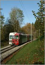 Kurz nach Châtel St-Denis ist der TPF Be 4/4 123 mit dem Bt 221 erneut auf dem Weg nach Palézieux.