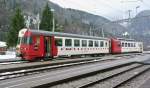 TPF Bt 255 mit einem Triebwagen des Typs Be 4/4 als Regio beim Wenden in Montbovon, 17.12.2012.