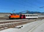 tpf - Rangierfahrt mit dem Tef 2/2  16 und Steuerwagen im Bahnhof von Bulle am 03.09.2013