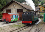 125 Jahre Yverdon-les-Bains-Ste-Croix
TRAVYS/YStC
LA TRACTION
Am 1. und 2. September 2018 feiert die Strecke Yverdon-les-Bains-Ste.Croix ihr 125. Jubiläum.
Zur Erinnerung an die ersten Betriebsjahre stehen an beiden Festtagen Dampfzüge für Sonderfahrten im Einsatz.
Am 29. August 2018 fand die Probefahrt mit der G 2/3 + 3/3 E 206 und den BC 74 und BC 75 zwischen Yverdon-les-Bains und Ste-Croix statt.
Foto:  Walter Ruetsch  