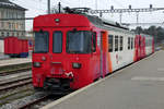 TRAVYS.
Chemin de fer Yverdon-Ste-Croix.
Impressionen vom 10. November 2020.
Reservependel Be 4/4 1 + Bt 51 in Yverdon-les-Bains.
Foto: Walter Ruetsch
