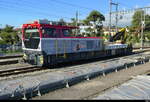 travys 1000 mm - Baudienst   Le Castor   Tm  90 85 827 0024-5 unterwegs im Bahnhof der travys in Yverdon am 02.10.2025