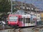 travys -Ausfahrender Regionalzug aus dem Bahnhof von Yverdon mit dem Gelenktriebwagen Be 2/6 2000 nach Ste-Crox am 19.01.2008