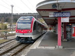 travys - Neuer Triebwagen Be 4/4  3004 im Bahnhofsareal in Ste.
