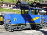 WAB - Zahnrad Rangier und Gterlok  He 2/2 31 im Bahnhof von Lauterbrunnen am 02.09.2007