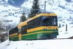 Ein Zug der Wengeralpbahn bei dem steilen Abstieg von Grindelwald nach Grindelwald_Grund; 16.12.2008