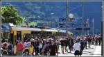 Fast wie zur Rushhour in London, umsteigen von der WAB zur BOB in Grindelwald.