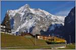 WAB zwischen Grindelwald Grund und Grindelwald mit Wetterhorn.