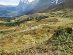 WAB von Grindelwald kommend auf der Fahrt zur Station  Kleine Scheidegg  am 4.10.2013   