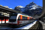 zb - Triebwagen ABeh 160 005-2 + ABeh 160 004-4 im Bahnhof Engelberg am 08.02.2026  