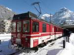 zb - Zahnrad Triebwagen BDeh 4/4 8  im Bahnhof von Engelberg am 15.02.2009