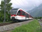 Am 30.06.2005 ist dieser  SPATZ  der Zentralbahn bei Brienz unterwegs.