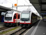 ZB - Triebwagen ABeh 160 002-8 und ABeh 161 011 abgestellt im Bahnhof Interlaken Ost am 30.10.2017