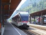 Der ABe 130 010 steht in Interlaken Ost bereit und wartet auf die Abfahrt nach Meiringen.