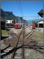 Das Bahnhofgelnde der Zentralbahn in Meiringen, aufgenommen am 27.07.2009.