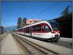 ABe 130 010 der Zentralbahn steht am 27.07.2009 im Bahnhof von Meiringen.