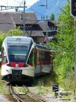 Triebwagen SPATZ ABe 130 003-7 bei der Ausfahr vom Bahnhof Brienz am 19.08.2006