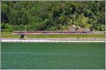 Ebenfalls die Zentralbahn am Ufer des Alpnachersees lässt sich vom Schiff aus beobachten. (03.07.2014)