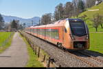 RABe 526 104/204 (SOB Traverso Flirt 3.5) als Panorama Express von Luzern nach St.Gallen bei Schmerikon am 15.3.2020
