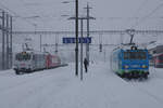 Der Bahnhof Herisau der Südostbahn/SOB im Winter 2021.