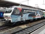 SOB - E-Lok Re 4/4  456 093-4 mit Vollwerbung im Bahnhof von Romanshorn am 11.11.2007