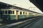 SOB - Triebwagen BDe 4/4 83 vermutlich im Bahnhof Romanshorn im Mai 1985 ..