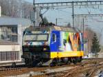 SOB - Re 4/4 456 092-6 bei Rangierfahrt im Bahnhofsareal von Herisau am 01.03.2012