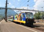 SOB Lok 092 erreichte am 25.Juli 2013 mit einem Regionalzug aus Romanshorn den Bahnhof Arht-Goldau.