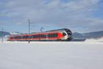 Am Morgen des 15.02.2015 fährt der RABe 526 063-3 von Altmatt Richtung Biberbrugg.