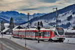 SOB Triebzug RABe 526 526 062-5  Chapfenberg  ist als S31 in Altmatt unterwegs nach Biberbrugg.Bild Februar 2016