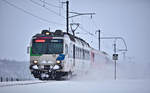 Der SOB Triebzug RBDe 561 084 / Voralpenepress braust in Altmatt durch den Neuschnee.Bild Januar 2017