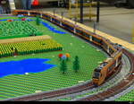 SOB - Modell aus Lego / Klickbausteinen,  Modell eines Goldenen RABe 526 TAVERSO ausgestellt in der SOB Werkstätte in Samstagern anlässlich Tag der offen Tür bei der 175 Jahr Bahn Feier