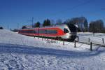 RABe 526 046-8 hat am 3.1.10 auf dem Weg nach Rapperswil Samstagern hinter sich gelassen.