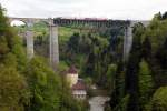 Blick vom SBB Sitterviadukt auf das SOB Sitterviadukt in St.Gallen.