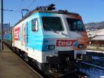 Re 4/4  446 017-5 der SOB im Bahnhof von Einsiedeln abgestellt am 11.03.2007