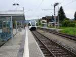 Thurbo bei der Einfahrt in den Bahnhof stein am rhein