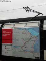 Eine eher spezielle Werbung auf dem ''Kraftwrfeli'' trgt der RABe 526 778-6. Er wirbt mit einem Liniennetz fr die S-Bahn St-Gallen, wie sie ab 2013 verkehren soll, Wil SG 20.7.2012.