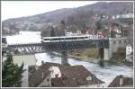 RABe 526 auf der Rheinbrcke zwischen Feuerthalen und Schaffhausen.