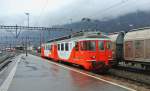 TMR Triebwagen Nr. 6, ABDe 4/4 537 506, auf Dienstfahrt im Bahnhof Martigny, Gleis 50, 11.01.2013.