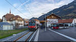 TPF RBDe 560 / Broc-Village, 1. Januar 2023<br>
RE3 Broc-Village - Düdingen<br>
<a href= https://www.bahnbilder.de/bild/Schweiz~Privatbahnen~TPF+1000+mm/1249206/tpf-be-44-122-als-s60.html >Vergleichsbild aus Schmalspurzeiten</a>