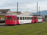 Travys / OC -  Steuerwagen Bt 51 mit Triebwagen BDe 4/4 15 unterwegs in Chavornay am 19.05.2010