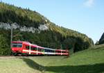 Wer Farben liebt (oder eine 1 Kl. Fahrkarte hat) freut sich an diesem Zug: der auf der Strecke Vallorbe - Le Brassus eingesetzte CJ NPZ hat nun einen SBB EW II AB Zwischenwagen erhalten, und somit fhren alle Zge auf dieser Strecke beide Wagenklassen. 
4. Okt. 2009
 