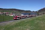 Regionalzug unterwegs im Valle de Joux bei Charbonnires am 9.