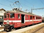 ABDe 2/4 101 der RVT Rgional du Val de Travers im Bahnhof von Fleurier * Baujahr 1944 * Hchstgeschwindikeit max. 75 Km/h * Foto vom Mai 1990