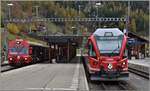 IR1137 mit Ait57805 am Zugschluss bringt Anschlussreisende für R1828 mit Bt1757 nach Davos Platz.
