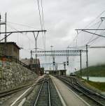 Einfahrt in den Bahnhof Ospizio Bernina am 24.7.2014.